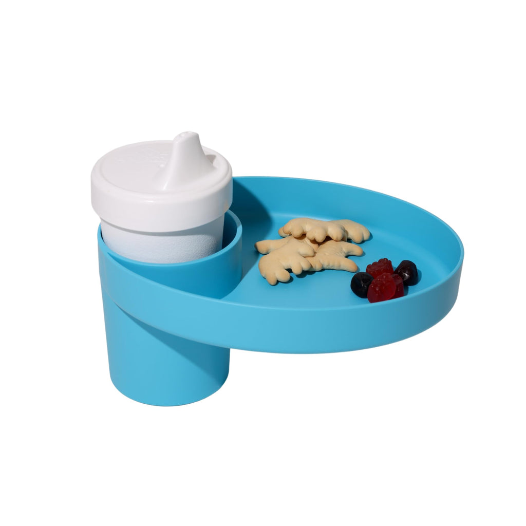 Travel Tray Oval USA Made Extend Your Current Cup Holder to Hold Your Cup Plus A Tray for Snacks, Toys and Accessories. Use in a Car Seat, Booster, Stroller, Golf Cart, Outdoor Chair, (Peach)