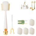 5 in 1 Bottle Cleaning Brush Set, Multifunctional Bottle Cleaning Brush Set, Water Bottle Cleaner Brush, Straw Cleaner Brush for Baby Bottles, 3 Replacement Sponge Brush Heads (White)
