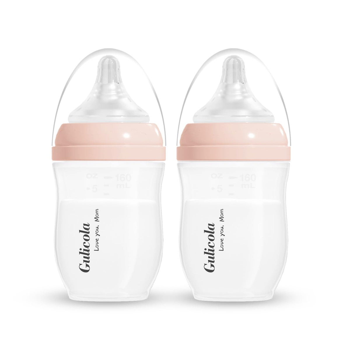Gulicola PP (NOT Glass) Baby Breastfeeding Bottles, Medium Flow Nipples (M), 3 Months +, Wide Neck, White, 8 oz - 4 Pack