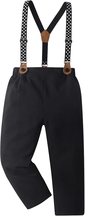 Boarnseorl Baby Boys Pants Sets,Toddler Gentleman Outfits, Infant Long Sleeve Shirt + Pants + Bow Tie + Suspenders