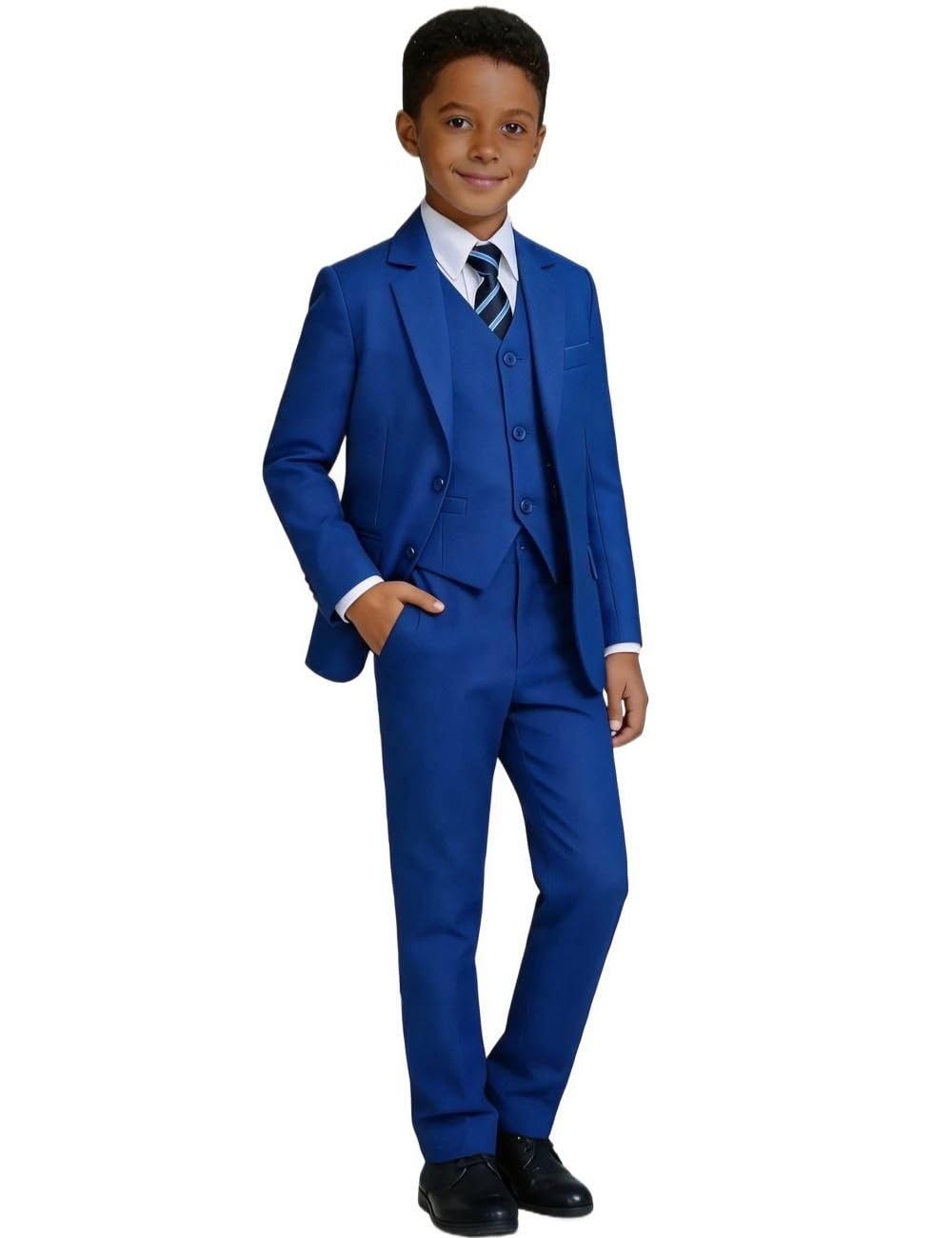 Boys Suit Kids Slim Fit Dress Clothes Ring Bearer Outfit Royal Blue Size 14
