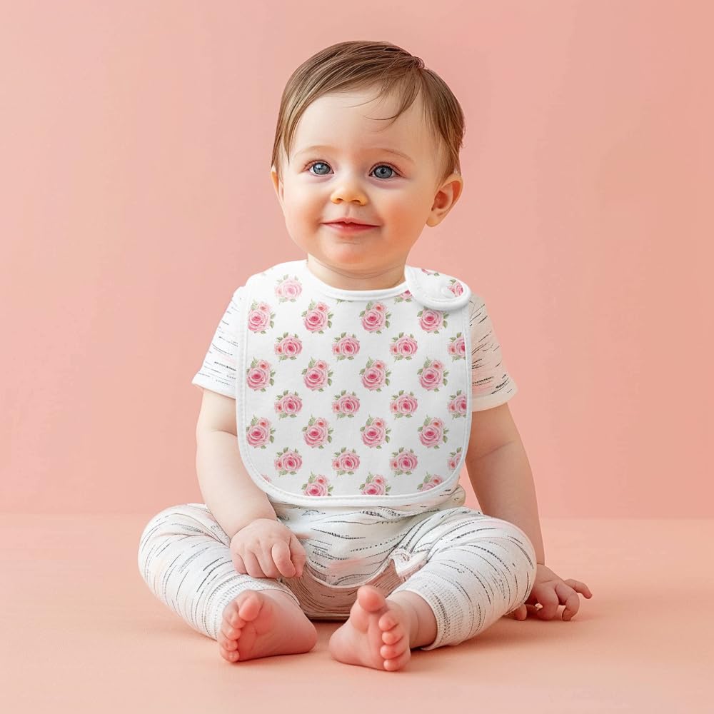 lazyrhino 8 Pack Baby Bibs Unisex Adjustable with Snaps Ultra Soft Absorbent Drooling Teething for Boys and Girls (pink-qt-8pcs)
