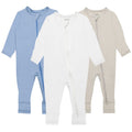 GUISBY Baby Rayon Zip Footless Rompers with Mittens, 3-Pack, 6-12M