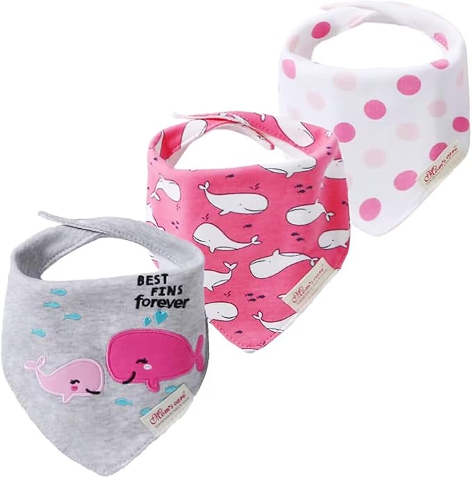 JN&LULU 3 Pack Newborn Baby Bibs Bandana Drool Bibs for Drooling Cotton Baby Gifts (Moon Star)