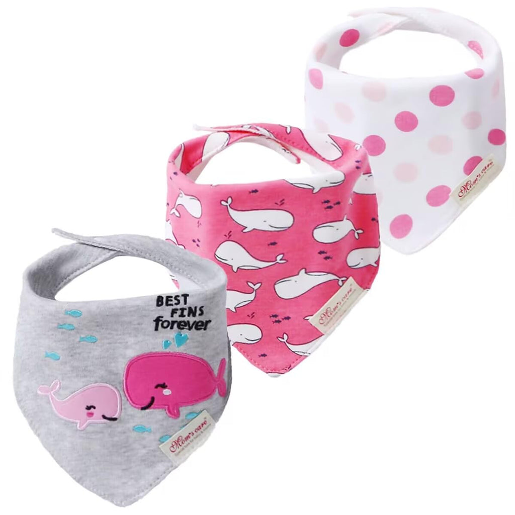 JN&LULU 3 Pack Newborn Baby Bibs Bandana Drool Bibs for Drooling Cotton Baby Gifts (Pink Rabbit)