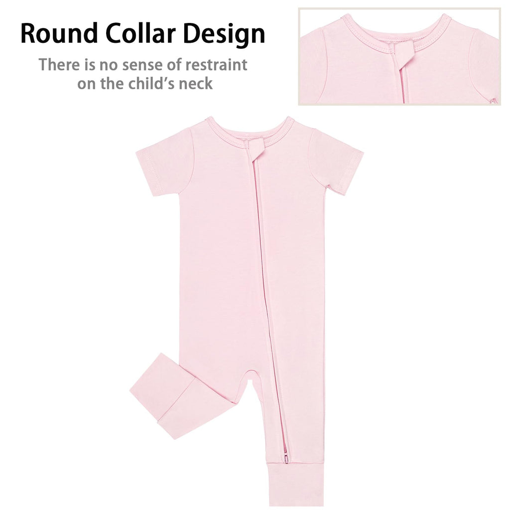 GUISBY Baby Cotton Footless Zipper Pajamas, Light Pink+Purple, 18-24M