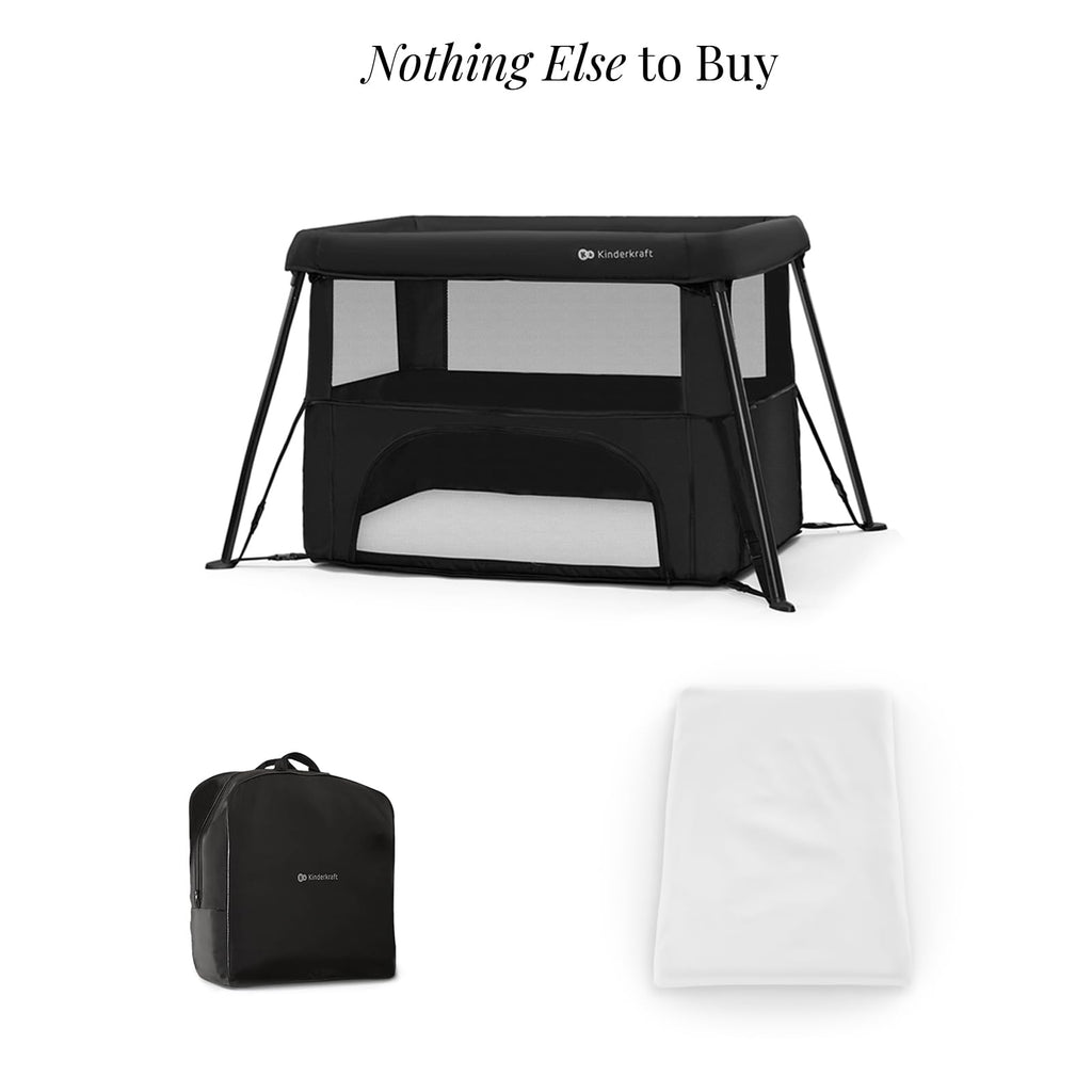 Kinderkraft Cami 3 in 1 Convertible Travel Cot Black