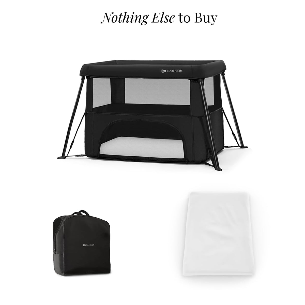 Kinderkraft Cami 3 in 1 Convertible Travel Cot Black