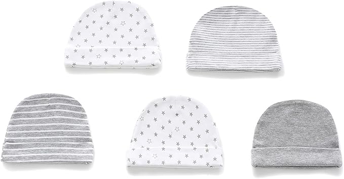 Baby Hat and Mittens Set Newborn Baby Hats Caps for Baby Boys Girls 0-6 Months 100% Cotton