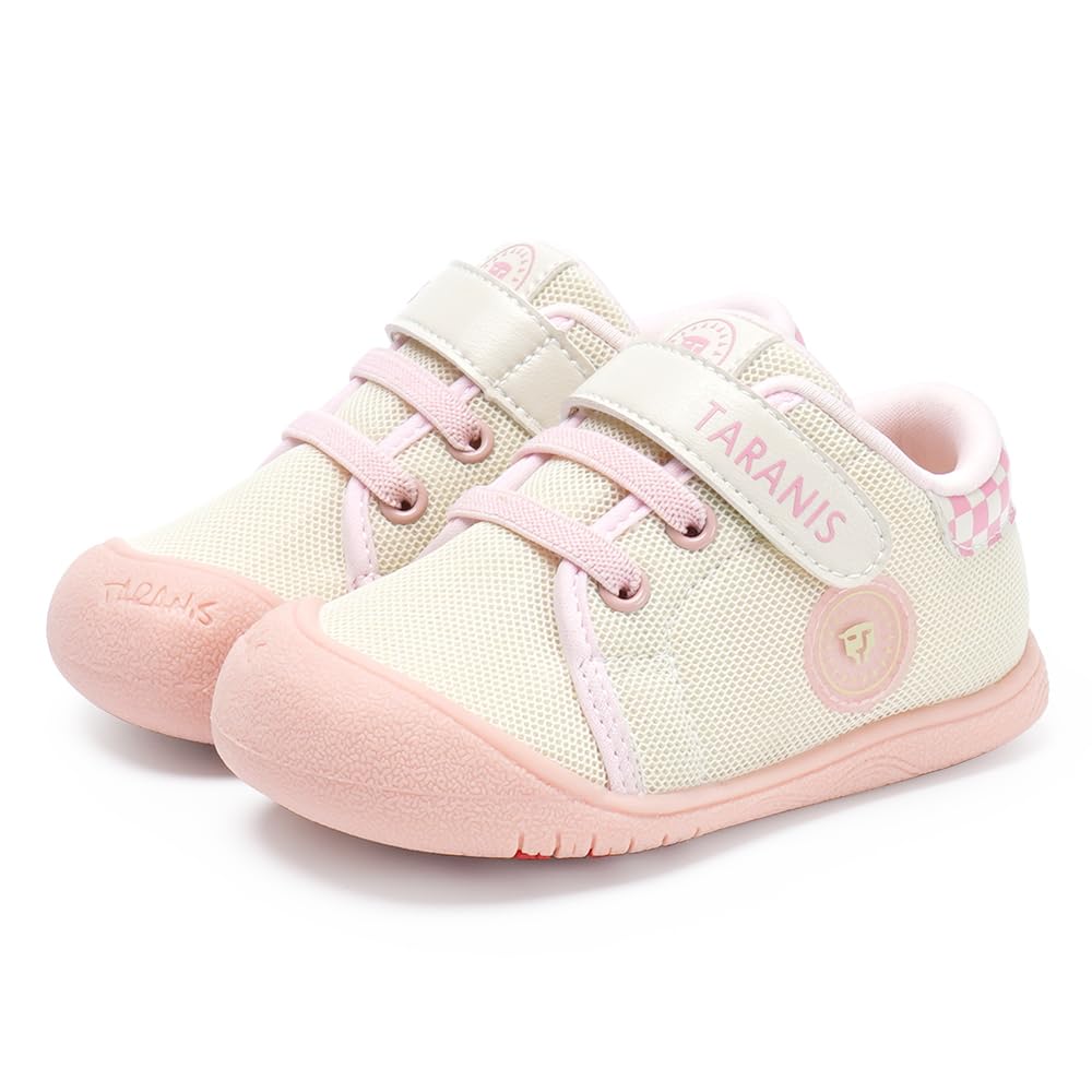 TARANIS Toddler Shoes Boys Girls Infant Sneakers Non-Slip Rubber Sole Baby Crib First Walker Shoes A Pink-White24