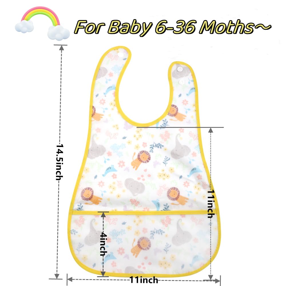 Baby bibs Waterproof Toddler bib - Feeding bib with Pocket for Infant Boy Girl Washable 6-46M