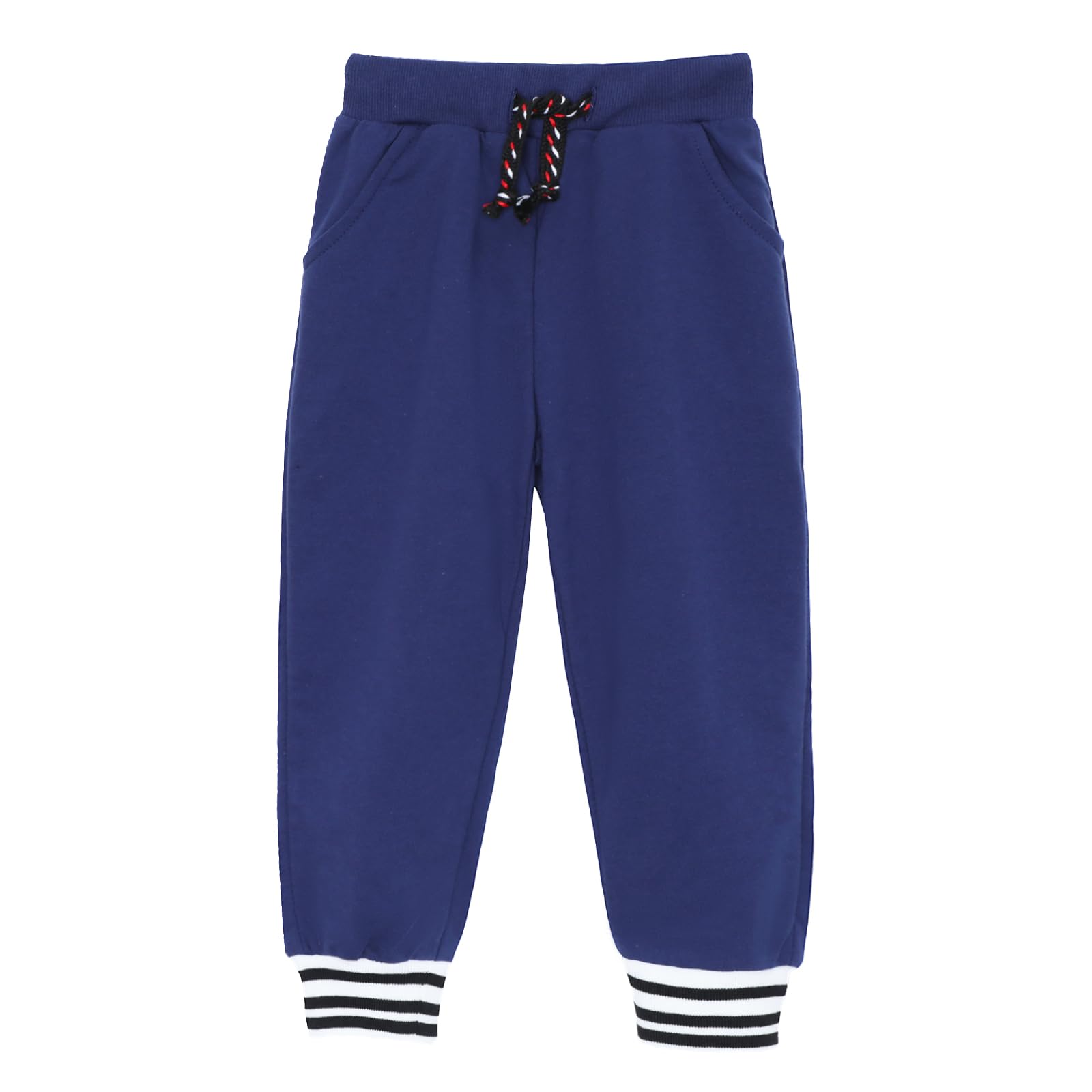 HILEELANG Boys Jogger Pants Cotton Sweatpants 3 Pack Pockets Black