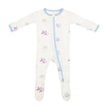 Bamboo Little Soft Baby Footie Pajamas, Baby Clothes, Newborn Sleepers, 95% Viscose and 5% Spandex, Blue Fish 6-9 Months