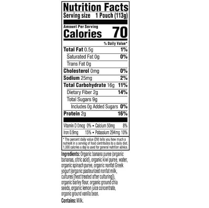 Plum Organics Mighty Morning Organic Toddler Food - Banana, Kiwi, Spinach, Greek Yogurt, and Barley - 4 oz Pouch (Pack of 6) - Organic Fruit and Vegetable Toddler Food Pouch
