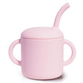 Silicone Baby Cup with Straw, Straw Cup for 6 months+ old, Leak Proof Silicone Baby Training Cup 6 fl oz (Pink)