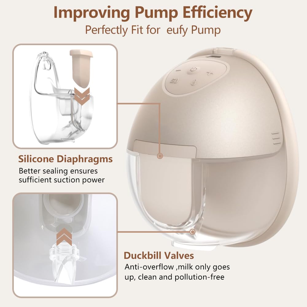 6pcs Breast Pump Parts, 4pcs Duckbill Valves and 2pcs Silicone Diaphragm Compatible with eufy S1 Pro/S1/E10/E20 Wearable Breast Pump, Replace for eufy Pump Diaphragm Duckbill Valve,Not Original Parts
