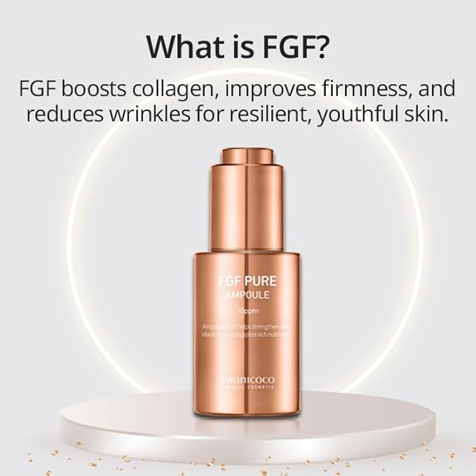 Swanicoco Pregnancy Safe Skincare FGF Pure Ampoule Serum (FGF 10 PPM), Firming Anti Aging, Hyaluronic Acids Glycerin Niacinamide, Improves Dermal Elasticity Reduces Fine Lines Hydrating 30ml 1 Fl Oz