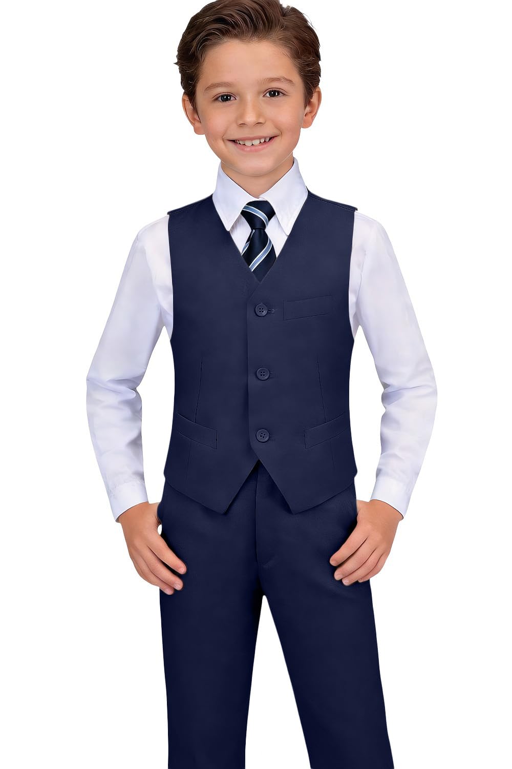 Boys Suit Formal Ring Bearer Outfit for Boy Kids Navy Blue Suits Size 14