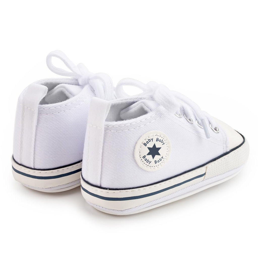 Meckior Save Beautiful Baby Girls Boys Canvas Sneakers Soft Sole High-Top Ankle Infant First Walkers Crib Shoes