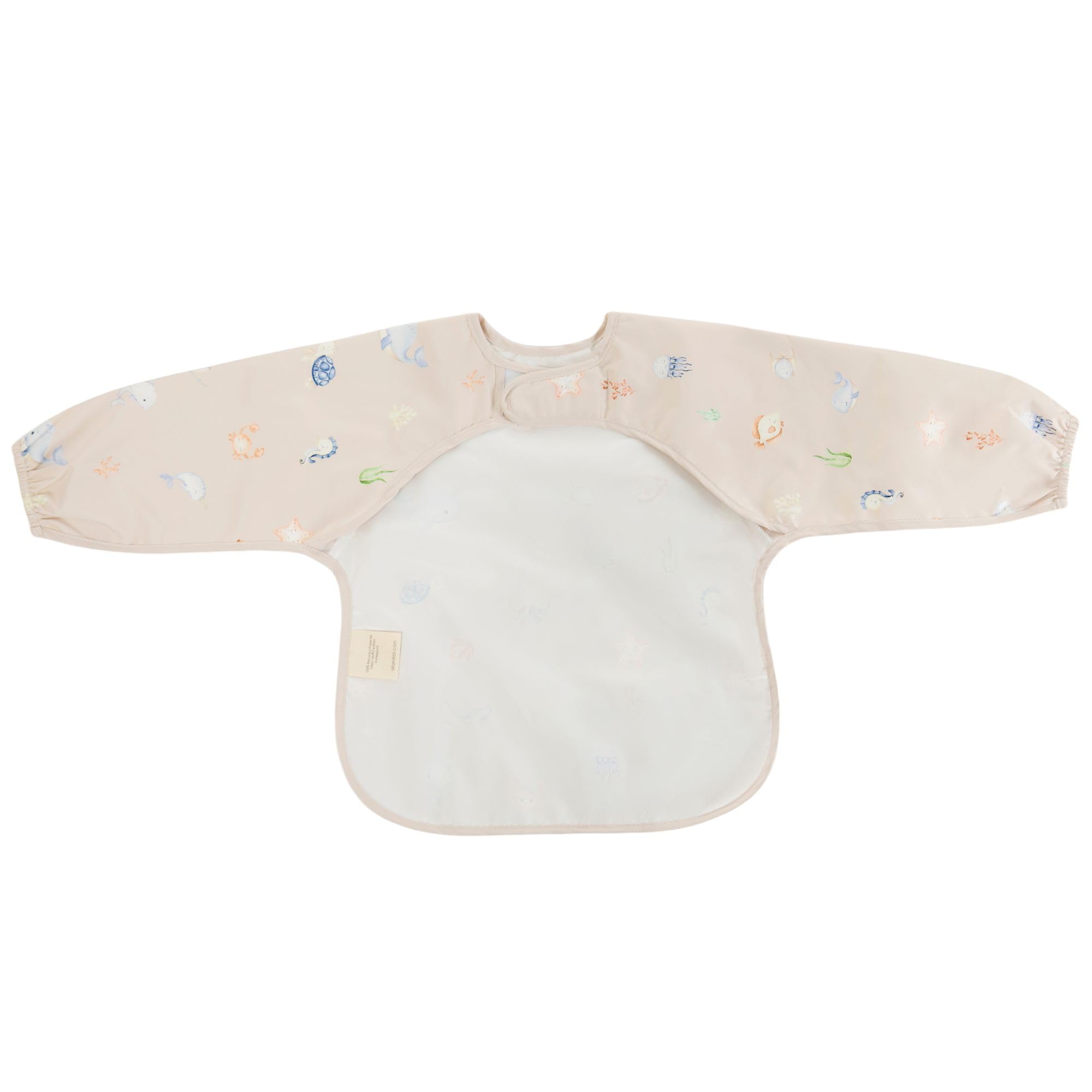 Ali+Oli Smock Bib for Baby (1-pc) Long Sleeve (Undersea) BPA-Free Oeko-Tex Certified, Mess Proof Baby Bib for Eating, Waterproof Baby Smock, Machine Washable, Toddlers Ages 6m+