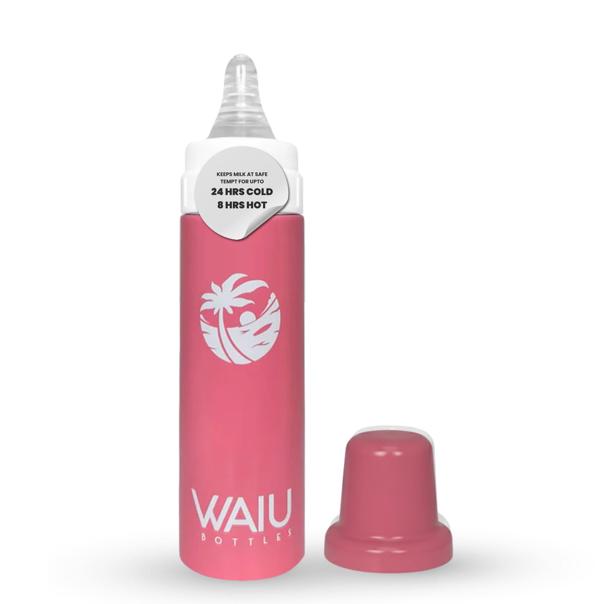 Waiu Insulated Stainless Steel Baby Bottle 4 oz – Keeps Drinks Cold 24 Hours, Hot 8 Hours – BPA-Free, Vacuum Insulated, Travel Baby Bottle (White)
