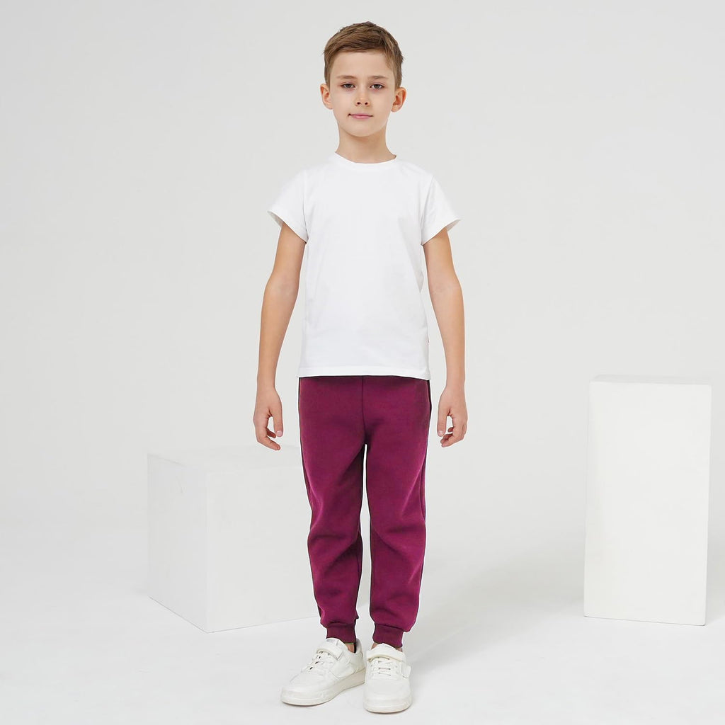 Funnymore Kids Boys Pants Sweatpants,3 Pack Pull On Fleece Athletic Jogger Outfits Clothes Dark Grey/Navy/Burgundy Size 12-13 Years