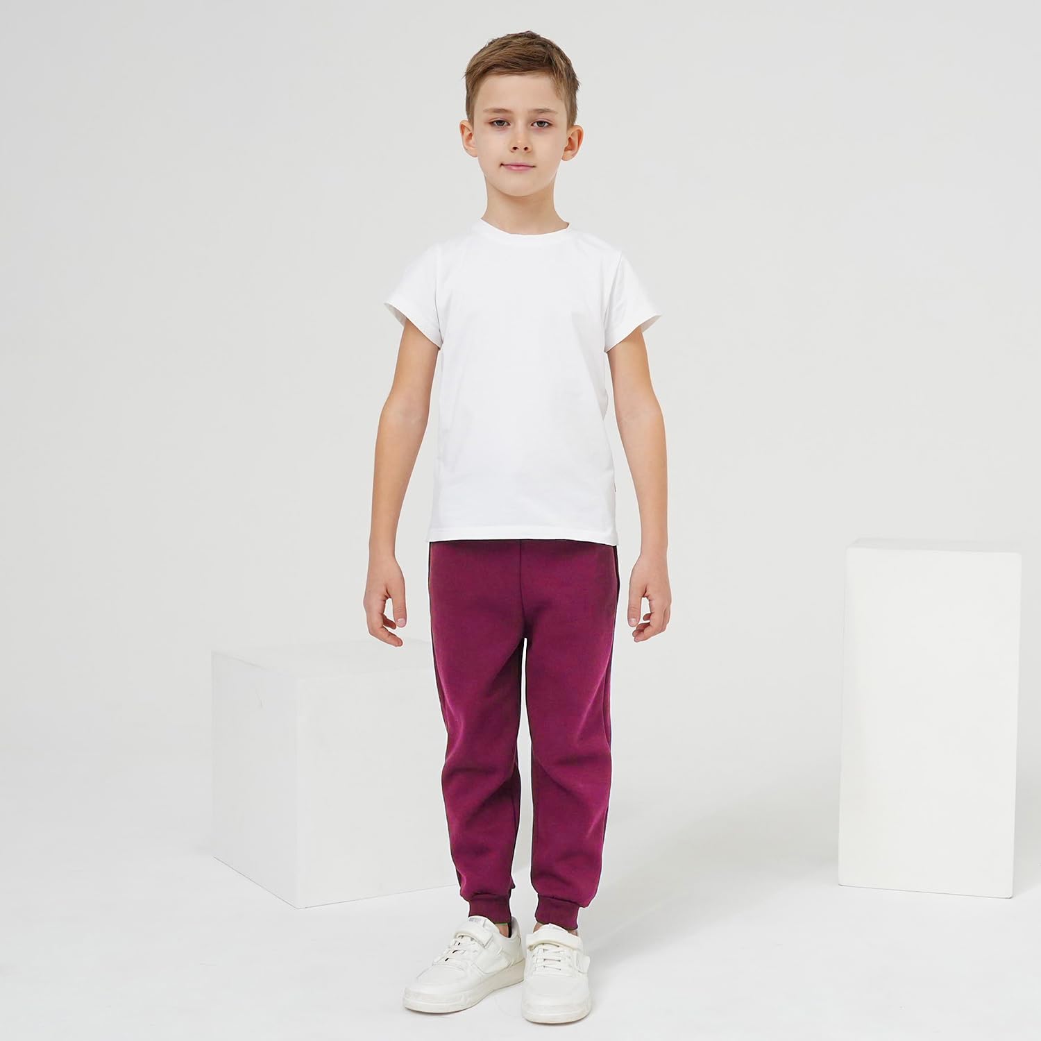 Funnymore Kids Toddler Boys Pants Clothes,3 Pack Pull On Fleece Jogger Sweatpants Dark Grey/Navy/Burgundy 3t