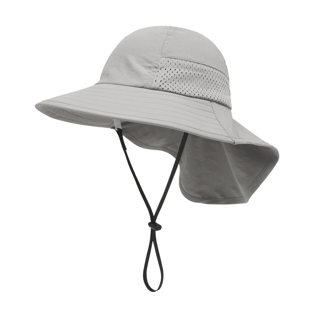 XIAOHAWANG Girls Sun Hat Baby Beach Hats Boys UPF 50+ Kids Summer Protection Cap Toddler Breathable Caps Wide Brim (2-6Years, Grey)