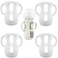 4-Pack Silicone Sleeves with Handles for Avent Glass Bottles, 8 OZ, White
