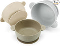 PandaEar 3 Pack Baby Bowls with Suction| Stay Put Silicone Food Bowl for Babies Kids Toddlers Infants| Food Grade Soft Safe BPA-Free Silicone (Brown Grey Tan)