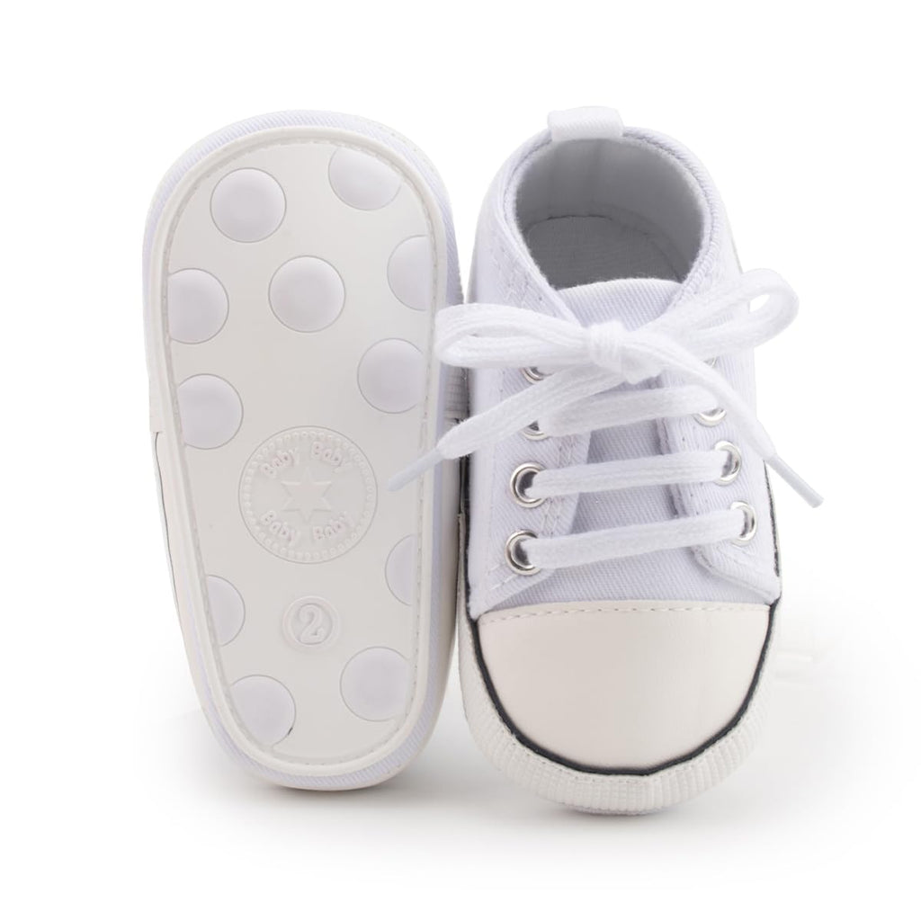 Meckior Save Beautiful Baby Girls Boys Canvas Sneakers Soft Sole High-Top Ankle Infant First Walkers Crib Shoes