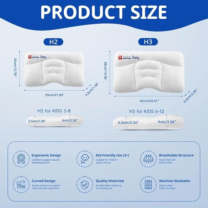 Toddler Pillow with Pillowcase, Breathable & Cozy Machine Washable Kids Pillow with Pillowcase, 21.6x13.8 Ergonomic Children Pillow for Boys and Girls Aged 3-8 (Rabbit, Height 2)