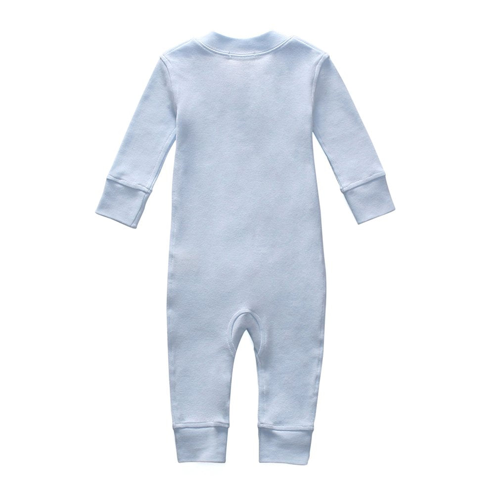 Owlivia Organic Cotton Baby Boy Girl Zip up Sleep N Play, Footless, Long Sleeve(0-3 Months, Blue)