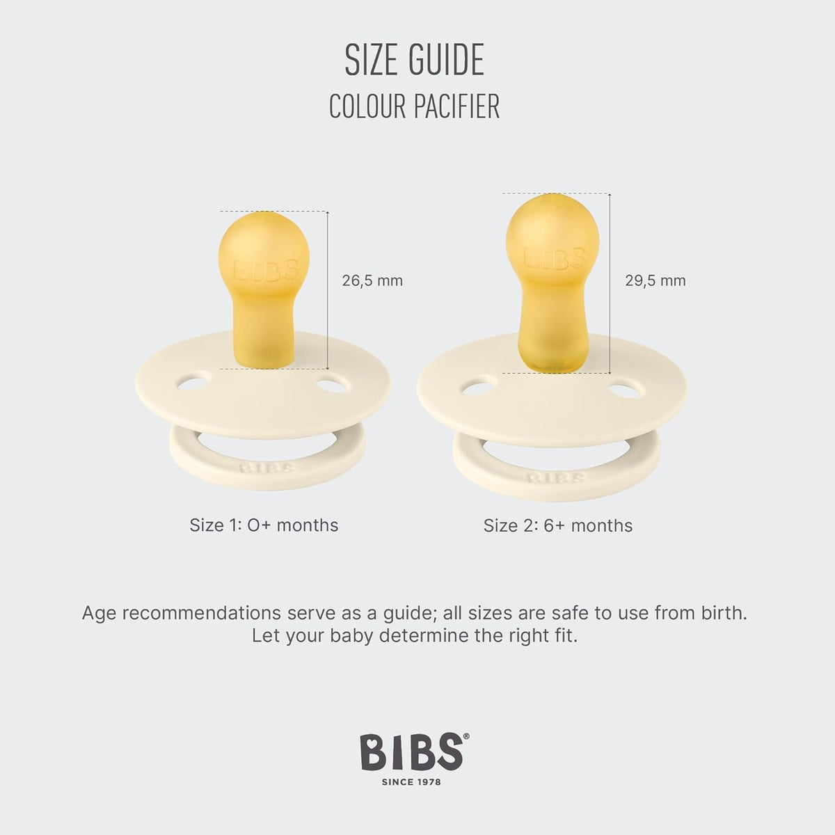 BIBS Colour Pacifier, 0-6 Months, 2-Pack, Round Nipple, Pin Sage