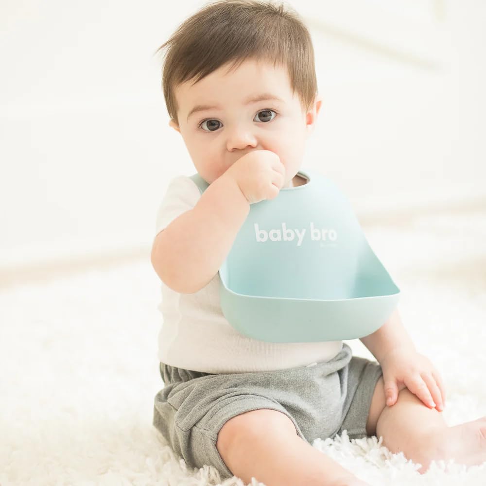 Bella Tunno Wonder Bib - Adjustable Silicone Baby Bibs for Boys, Durable and Waterproof BPA Free Silicone, Baby Bro (WB223)