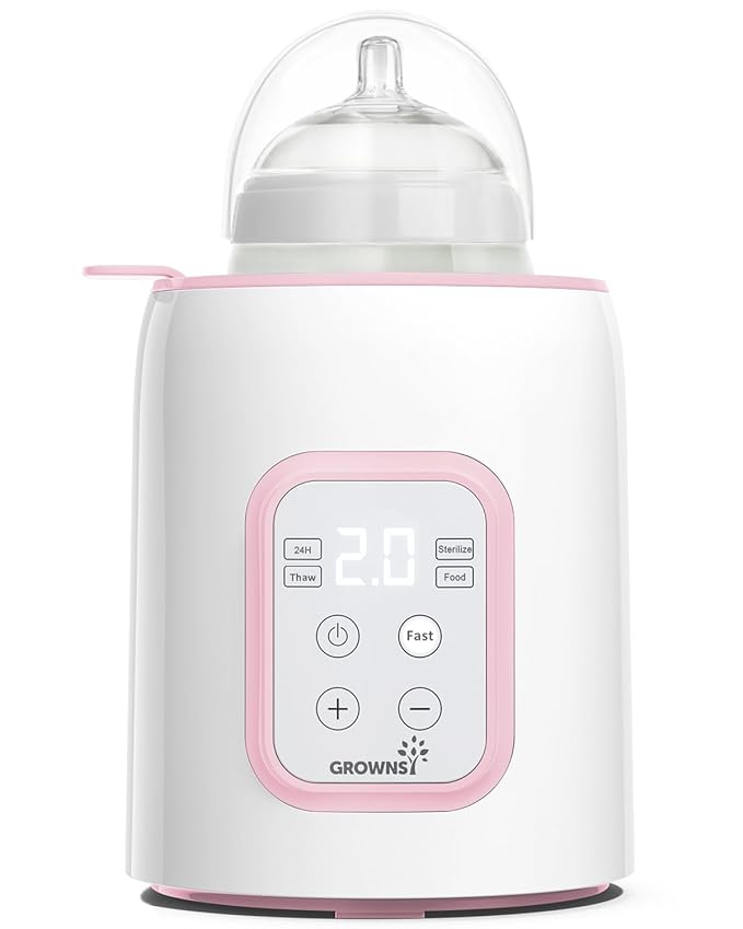 Grownsy 8-in-1 OG Fast Bottle Warmer with Timer, Pink