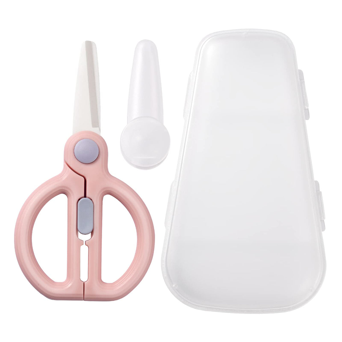 Ceramic Baby Food Scissors Kids with Case, Travel Scissors with Lock (B)