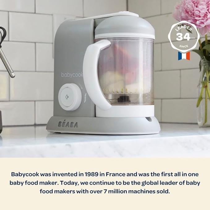BEABA Babycook Solo 4 in 1 Baby Food Maker, Baby Food Processor Baby Food Steamer, Lrg Capacity 4.5 Cups 27 Servings in 20 Mins, Auto Steam Cooking, Puree Blender, Rose Gold