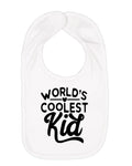 World's Coolest Kid Funny Cute Humor Infant Premium Jersey Baby Bib for Girls Boys, White, One Size