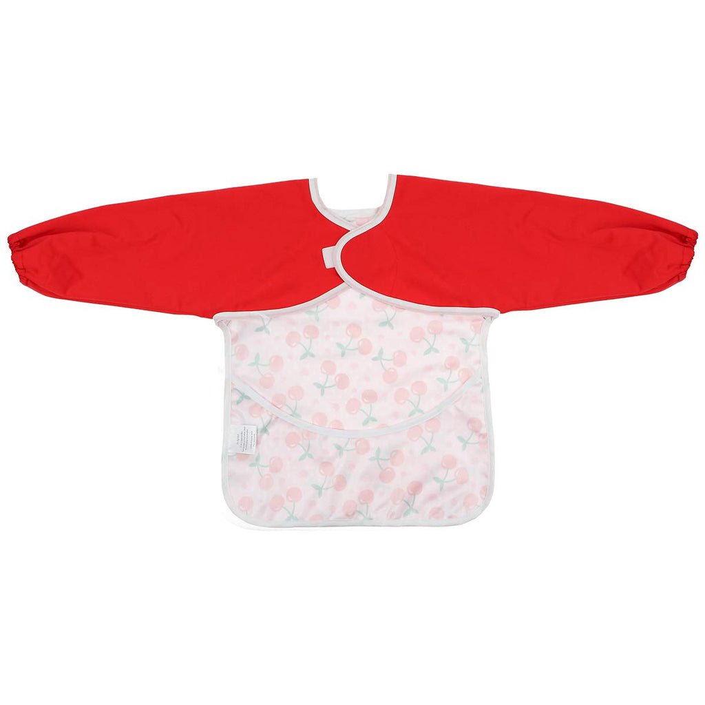 Hi Sprout Infant Toddler Baby Waterproof Sleeved Bib, Bib with Sleeves&Pocket, 6-24 Months (sweet cherry)