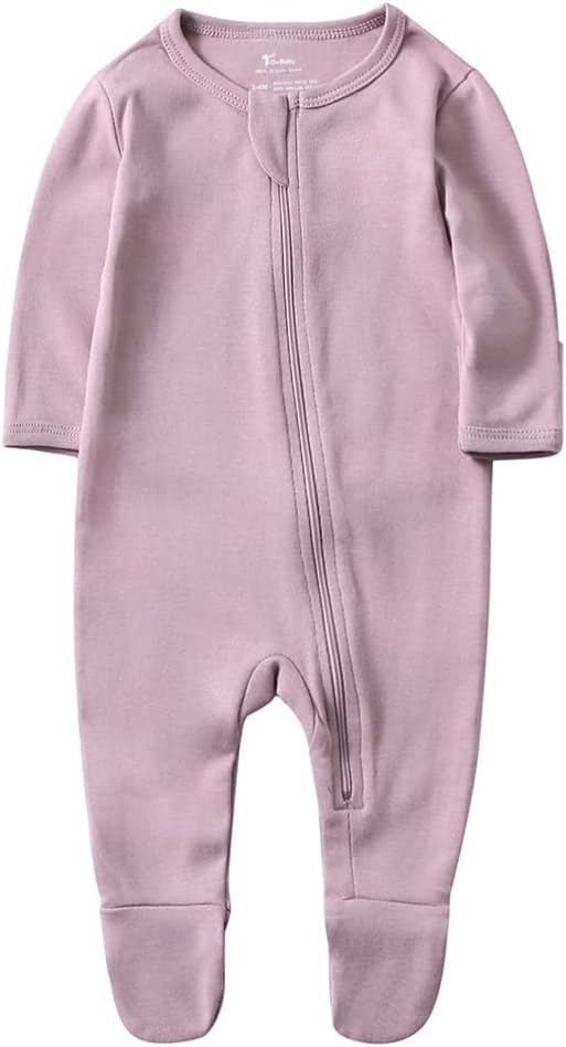 O2 BABY Baby Boys Girls Organic Cotton Zip-Front Sleeper Pajamas, Footed Sleep 'n Play