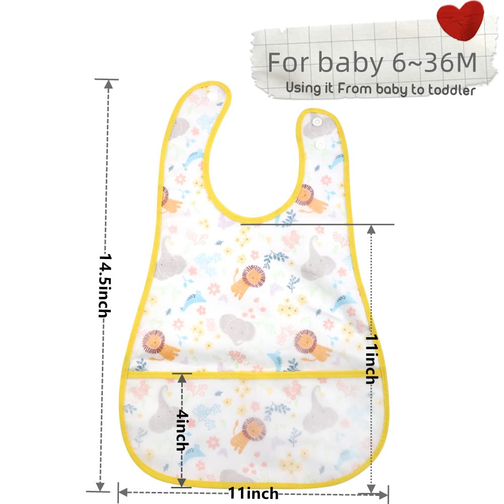 norinori Baby bibs Waterproof Toddler bib - Feeding bib with Pocket for Infant Boy Girl Washable 6-42M