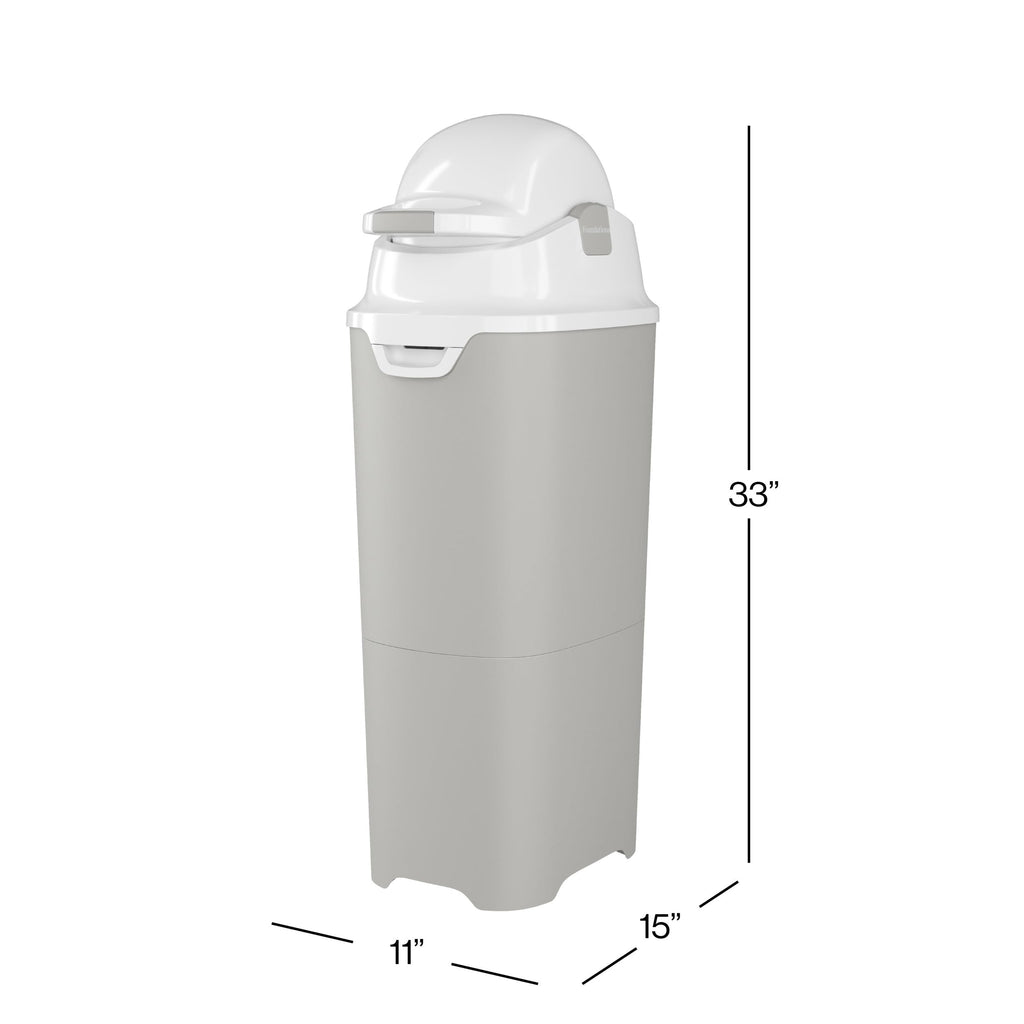 Foundations Tall Diaper Pail with Airtight Lid, Gray