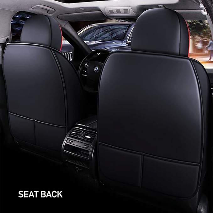 Auto Front Seat Covers fir for Suzuki 1999-2025 95% Models, 3D Front Split Bench Protection Compatible with Side Airbag Black & Red Line