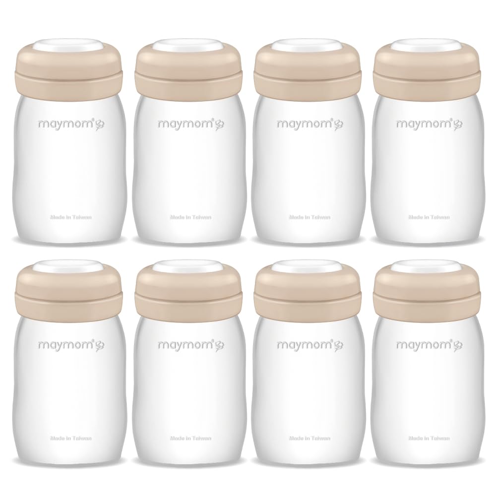 Maymom Wide-Mouth Milk Storage Collection Bottle with Dome Cap, Bottle Top, SureSeal Disk; Compatiable with Spectra S1 S2 Bottles; Compatible with Lansinoh Nipple (4.7oz/140mL, 2pc & 9oz/280mL, 2pc)