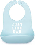 Baby Bib for Eating by Bella Tunno, Waterproof Silicone Bib with Large Food Catcher, Adjustable Fit for Babies 4-12 months & Toddlers 1-3 Years, Boys & Girls, Just Like Dad