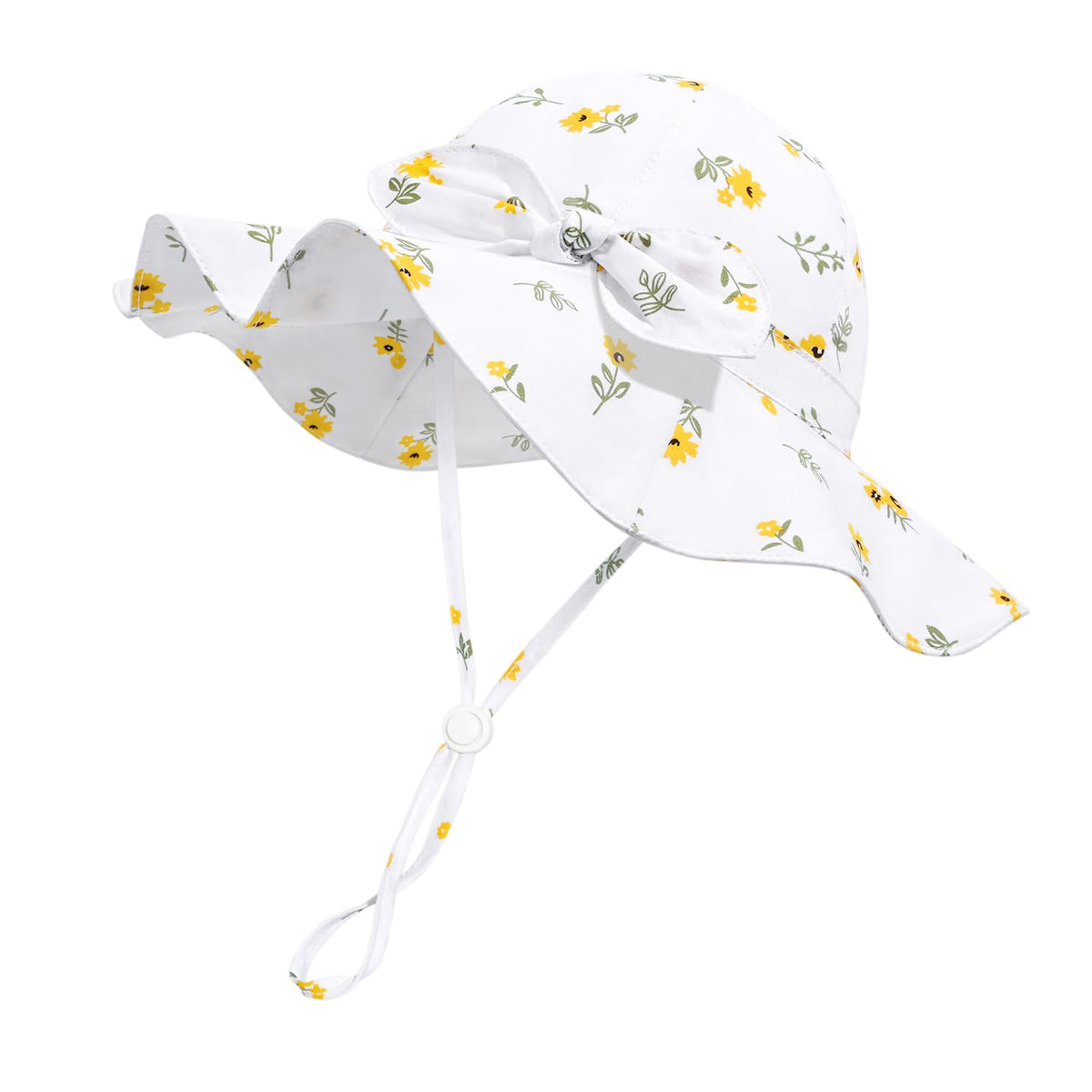 Baby Girl Sun Hat with UPF 50+ Outdoor Adjustable Beach Hat with Wide Brim Bucket Hats (0-6 Months)
