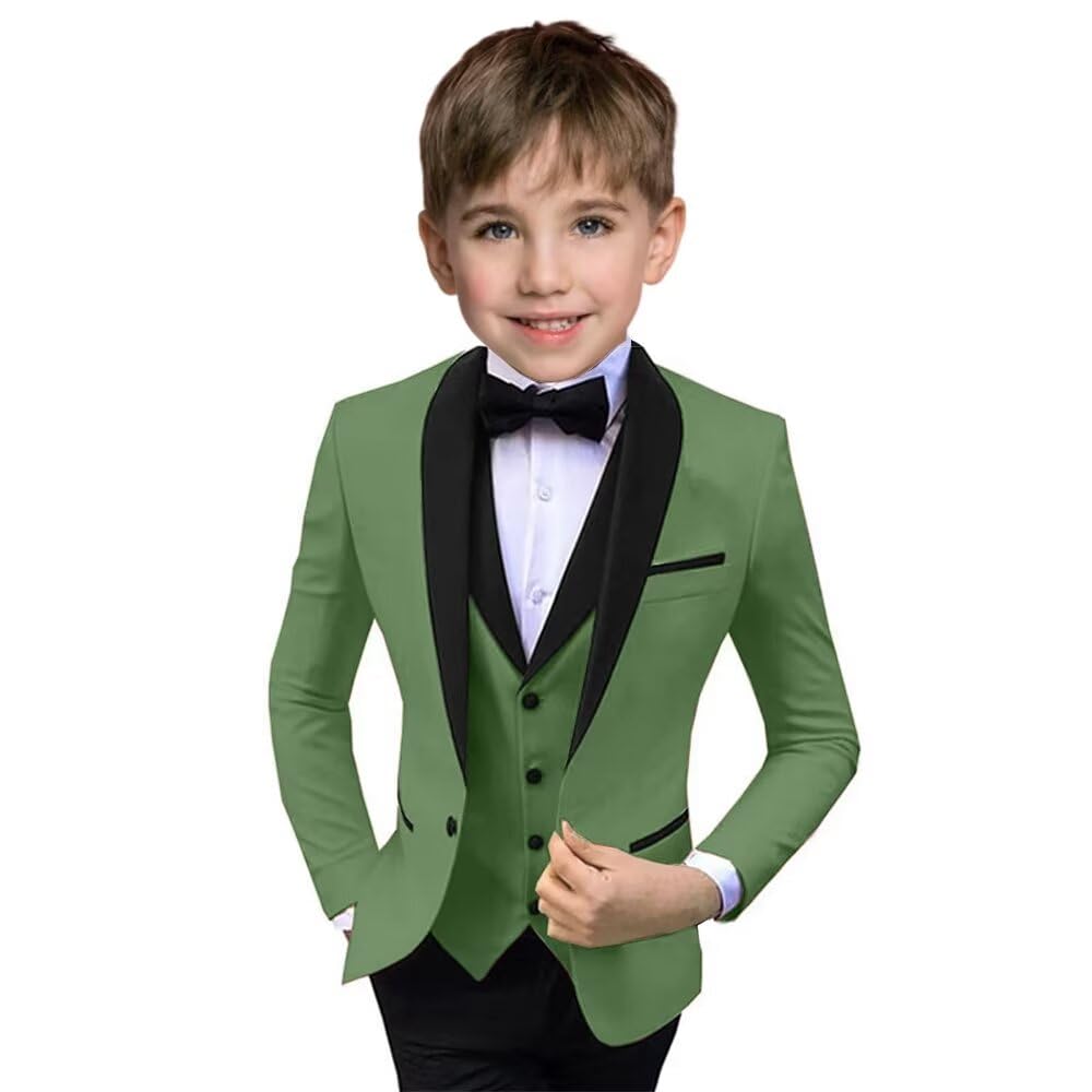 Boys Suit 3 Piece Ring Bearer Suit Kids Formal Jacket Vest Pants Suits Wedding Outfit for Party Prom Tuxedos-Purple-7