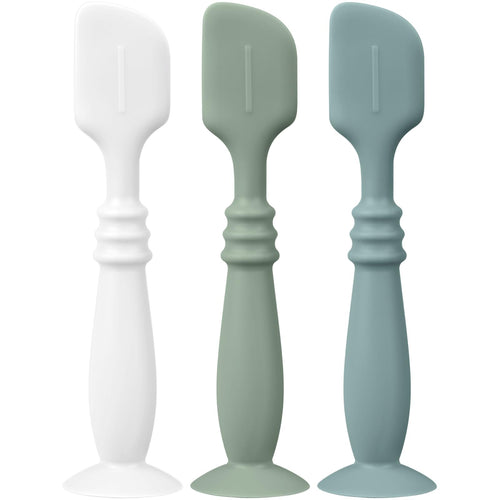 3 Packs Silicone Diaper Cream Applicator with Suction Base, Diaper Cream Spatula Applicator for Babies, Soft Silicone Diaper Cream Brush (Sage/Ether/Natural)