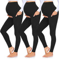 GROTEEN 3 Pack Women's Maternity Leggings with Pockets Over The Belly Pants